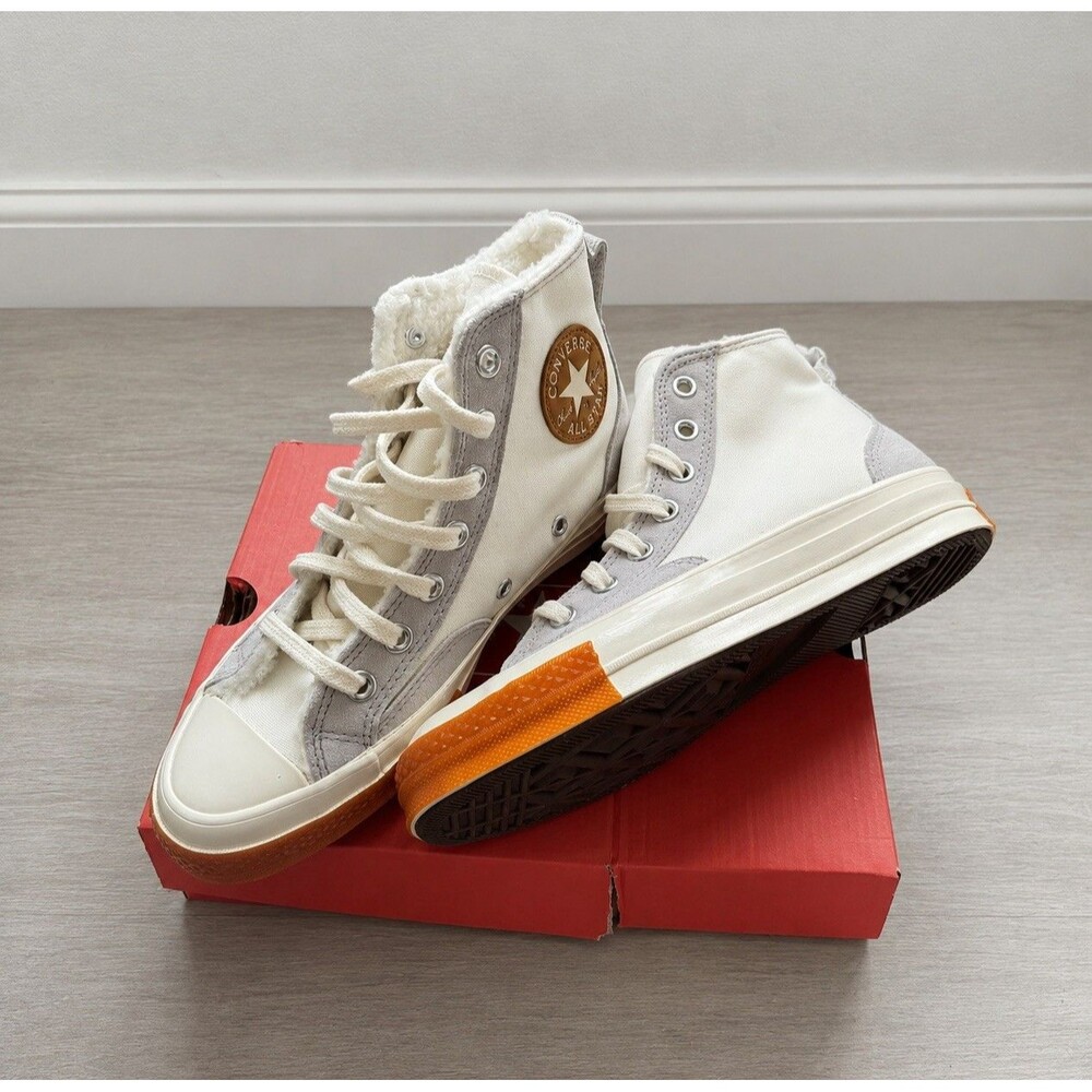NWT Converse Chuck 70 Hi Faux Shearling White Egret Winter Sneakers Women’s 6.5